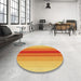 Round Patterned Orange Red Orange Rug in a Office, pat3494yw