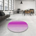 Round Machine Washable Transitional Crimson Purple Rug in a Office, wshpat3494