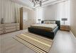 Patterned Brown Gold Rug in a Bedroom, pat3495brn