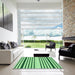 Square Patterned Forest Green Rug in a Living Room, pat3495grn