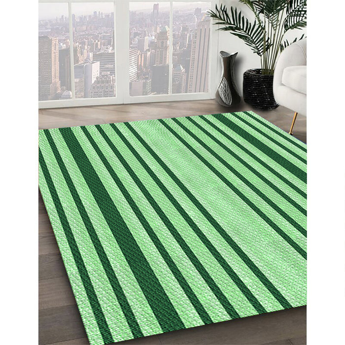 Patterned Forest Green Rug in Family Room, pat3495grn