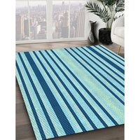 Patterned Bright Navy Blue Rug, pat3495lblu