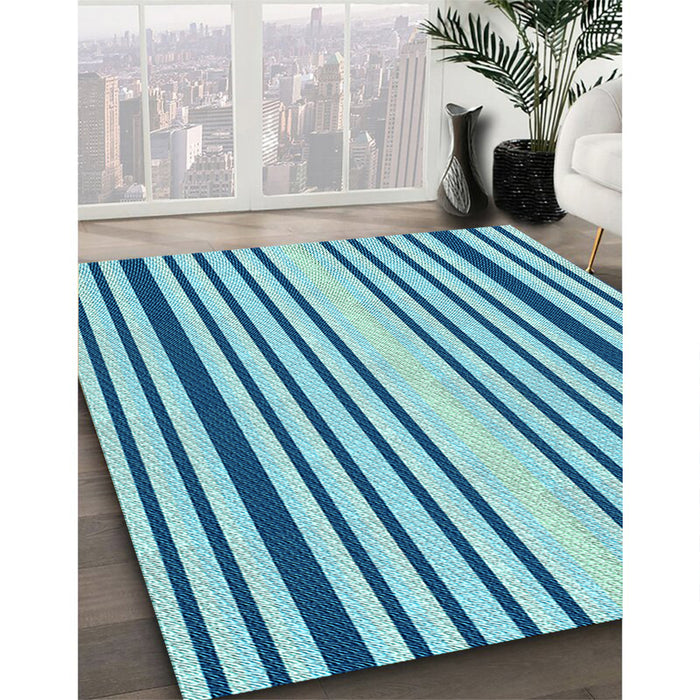 Patterned Bright Navy Blue Rug in Family Room, pat3495lblu