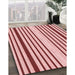 Patterned Red Rug in Family Room, pat3495rd