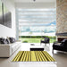 Square Patterned Dark Yellow Green Rug in a Living Room, pat3495yw