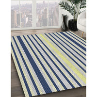 Patterned Purple Navy Blue Novelty Rug, pat3495