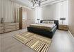 Patterned Brown Gold Rug in a Bedroom, pat3496brn