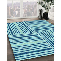 Patterned Bright Navy Blue Rug, pat3496lblu