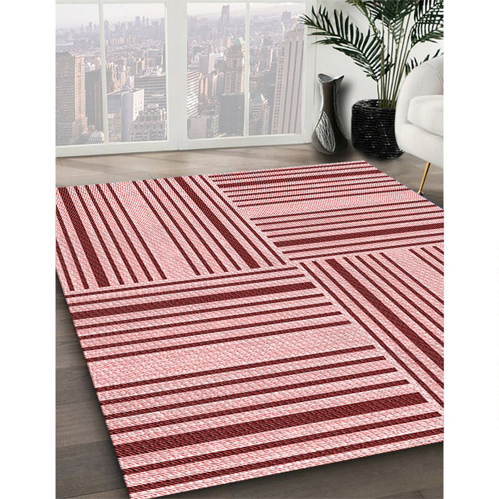 Machine Washable Transitional Red Rug in a Family Room, wshpat3496rd