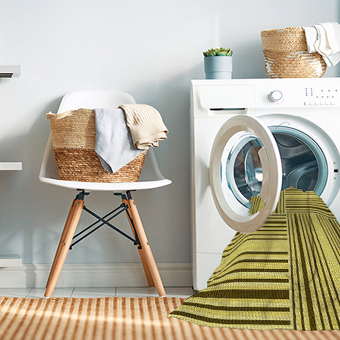 Machine Washable Transitional Dark Yellow Green Rug in a Washing Machine, wshpat3496yw