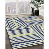 Patterned Purple Navy Blue Novelty Rug, pat3496