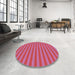 Round Machine Washable Transitional HotPink Rug in a Office, wshpat3497