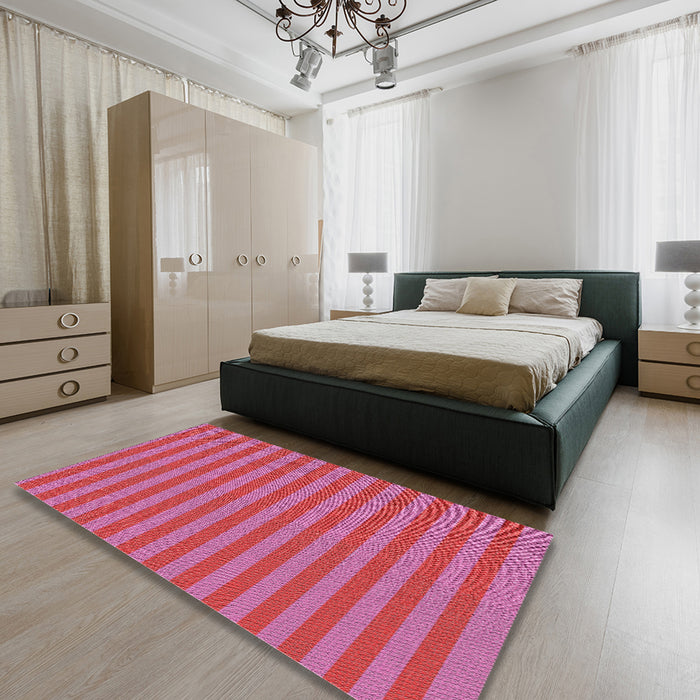 Patterned Hot Pink Novelty Rug in a Bedroom, pat3497