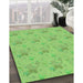 Patterned Emerald Green Rug in Family Room, pat3498grn