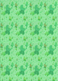 Machine Washable Transitional Green Rug, wshpat3499grn