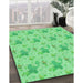 Patterned Green Rug in Family Room, pat3499grn