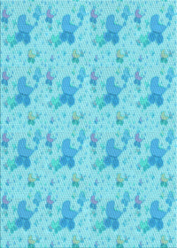 Machine Washable Transitional Bright Turquoise Blue Rug, wshpat3499lblu