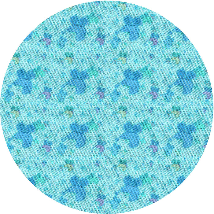 Square Patterned Bright Turquoise Blue Rug, pat3499lblu