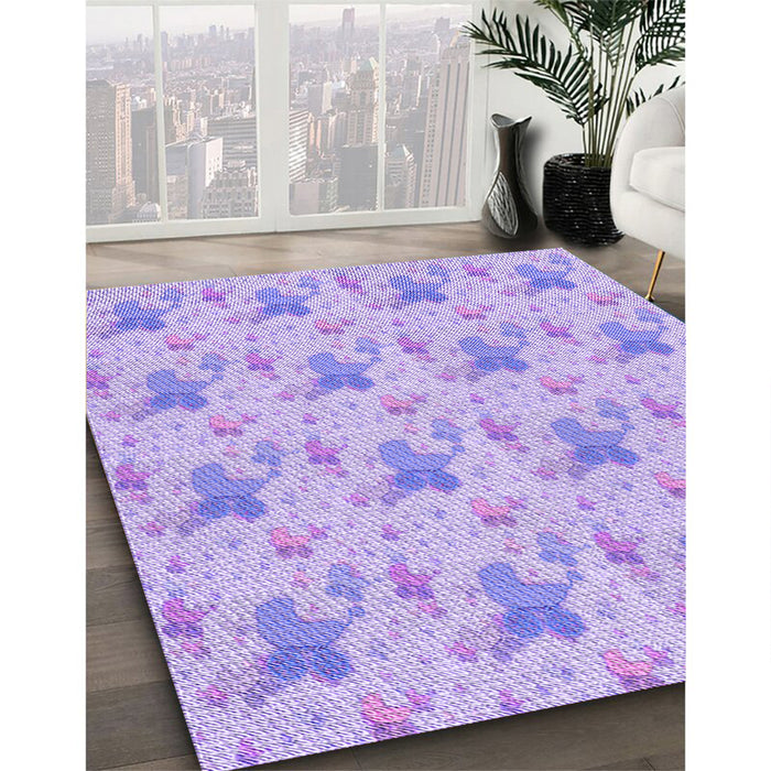 Patterned Purple Mimosa Purple Rug in Family Room, pat3499pur