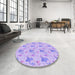 Round Patterned Purple Mimosa Purple Rug in a Office, pat3499pur