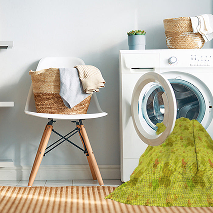Machine Washable Transitional Yellow Rug in a Washing Machine, wshpat3499yw