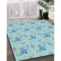 Patterned Seafoam Green Novelty Rug, pat3499