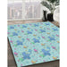 Patterned Seafoam Green Novelty Rug in Family Room, pat3499