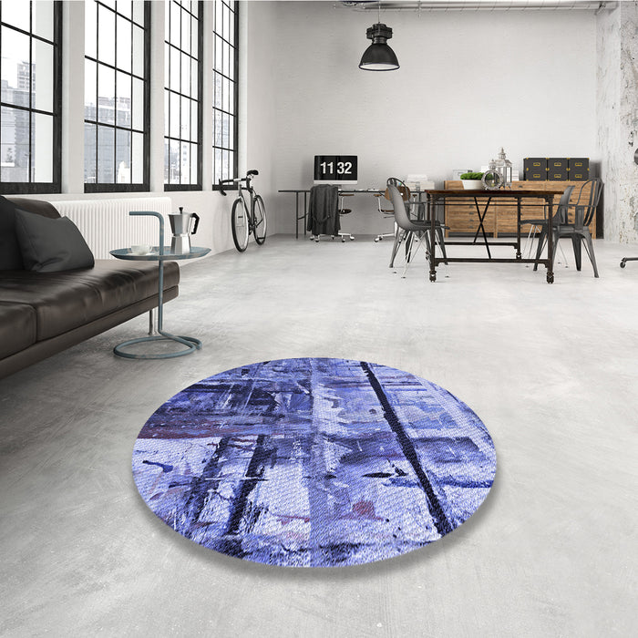 Patterned Sky Blue Rug in a Kitchen, pat35blu
