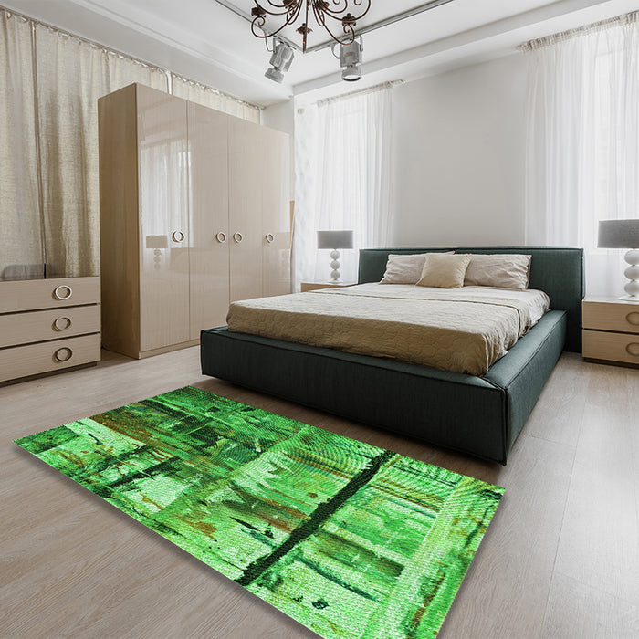 Machine Washable Transitional Green Rug in a Family Room, wshpat35grn