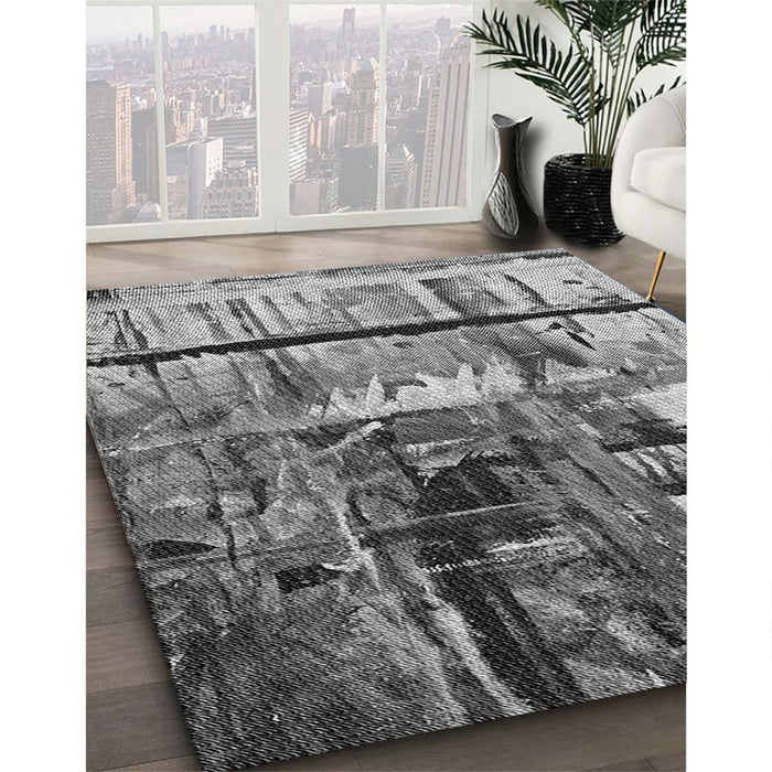 Patterned Cloud Gray Rug in Family Room, pat35gry