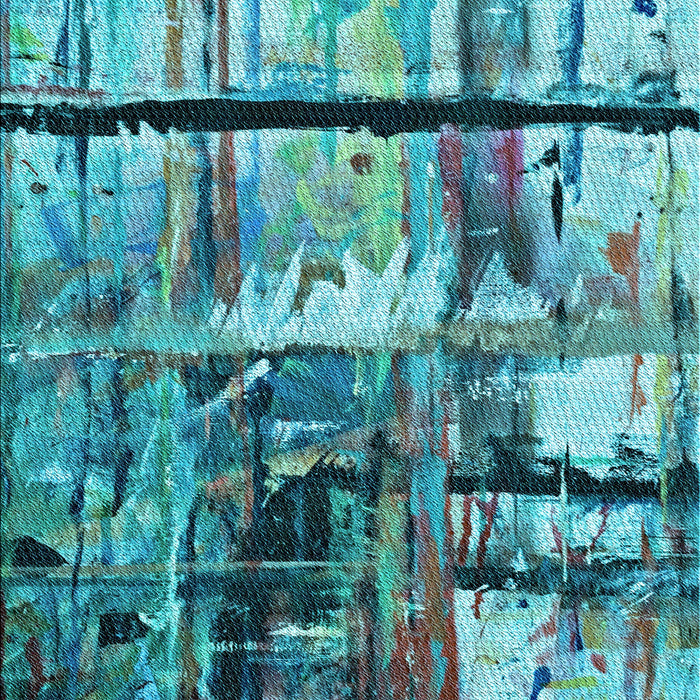 Square Patterned Turquoise Green Rug in a Living Room, pat35lblu