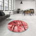 Round Patterned Red Rug in a Office, pat35rd