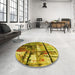 Round Patterned Dark Bronze Brown Rug in a Office, pat35yw