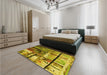 Patterned Dark Bronze Brown Rug in a Bedroom, pat35yw