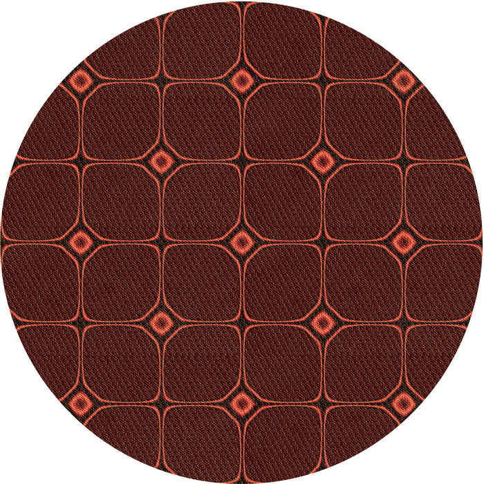 Square Patterned Tomato Red Rug, pat350org