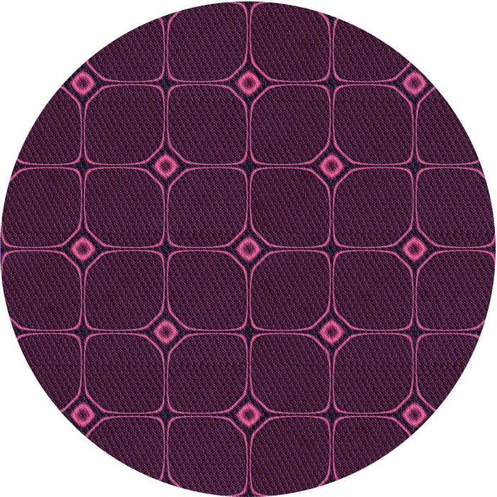 Square Patterned Dark Magenta Purple Rug, pat350pur
