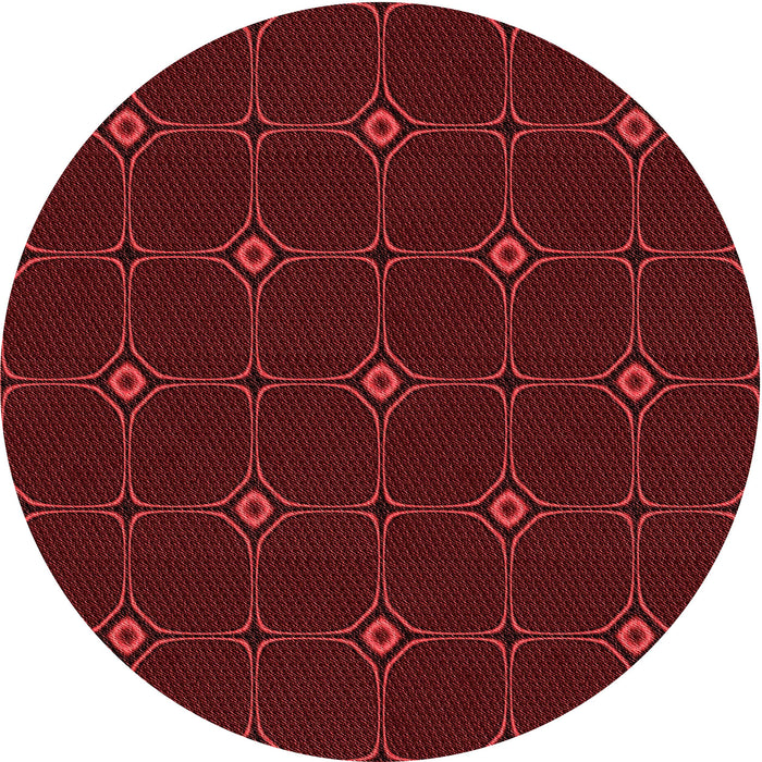 Square Patterned Maroon Red Rug, pat350rd