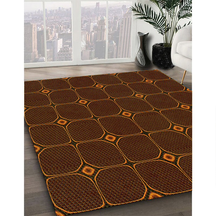 Patterned Mahogany Brown Rug in Family Room, pat350yw