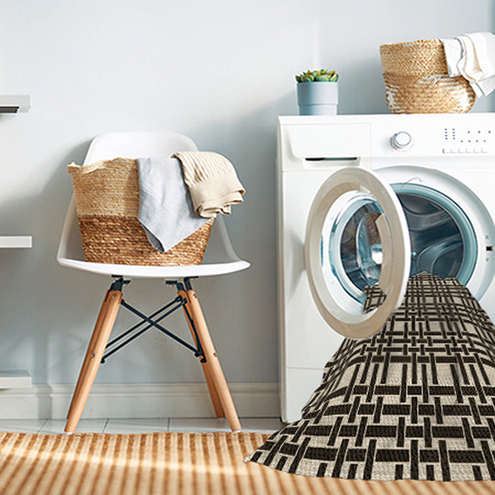 Machine Washable Transitional Midnight Gray Rug in a Washing Machine, wshpat3500brn