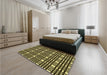 Patterned Metallic Gold Rug in a Bedroom, pat3500yw