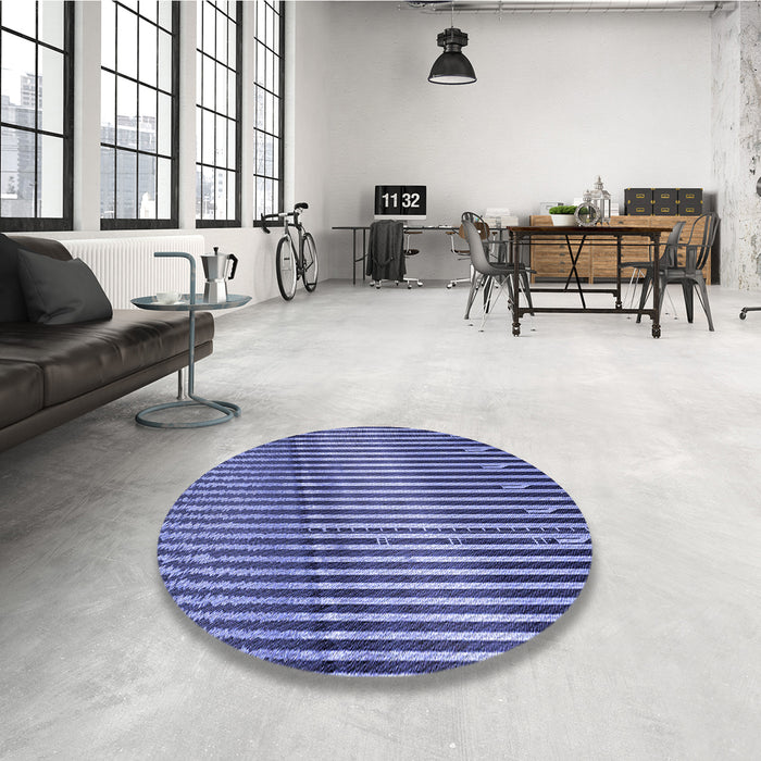 Round Patterned Sky Blue Rug in a Office, pat3501blu