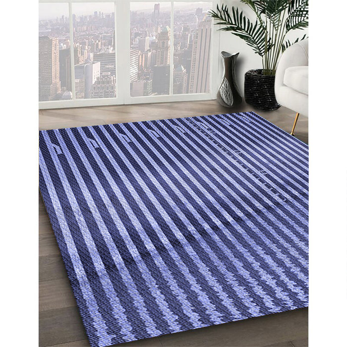 Patterned Sky Blue Rug in Family Room, pat3501blu