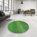 Round Patterned Deep Emerald Green Rug in a Office, pat3501grn