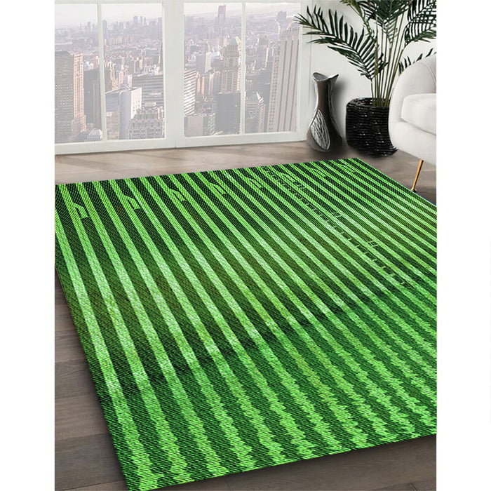 Patterned Deep Emerald Green Rug in Family Room, pat3501grn