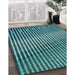 Machine Washable Transitional Turquoise Green Rug in a Family Room, wshpat3501lblu