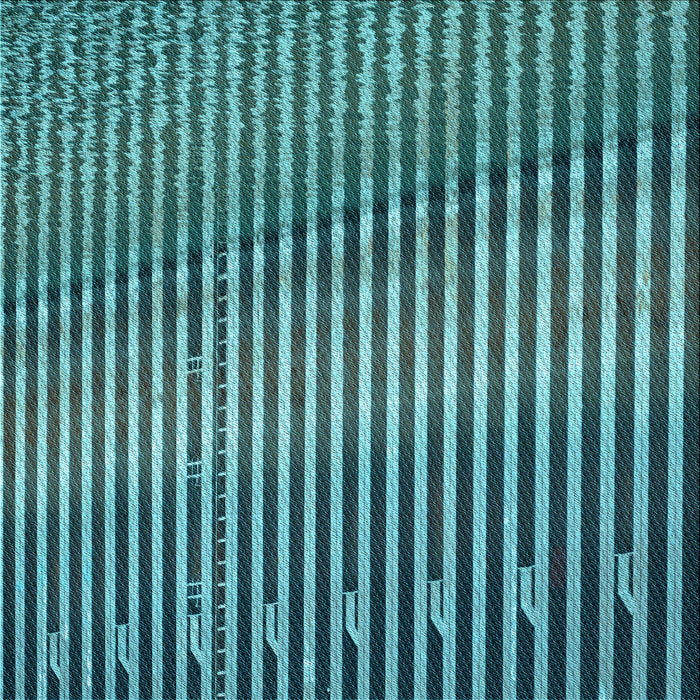 Round Machine Washable Transitional Turquoise Green Rug, wshpat3501lblu