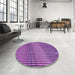 Round Patterned Dark Magenta Purple Rug in a Office, pat3501pur