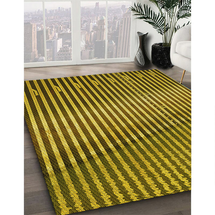 Machine Washable Transitional Deep Yellow Rug in a Family Room, wshpat3501yw