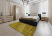 Patterned Deep Yellow Rug in a Bedroom, pat3501yw