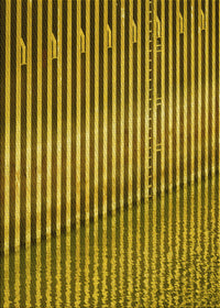 Machine Washable Transitional Deep Yellow Rug, wshpat3501yw